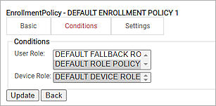 Screenshot of SecureW2, Enrollment Policy page